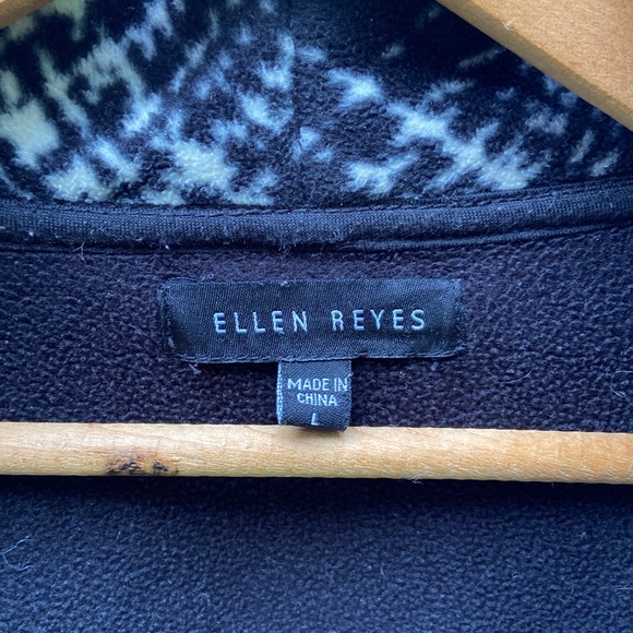 Ellen Reyes Shawl Collar Houndstooth Print Fleece Jacket Coat Women's Size L - Picture 4 of 9